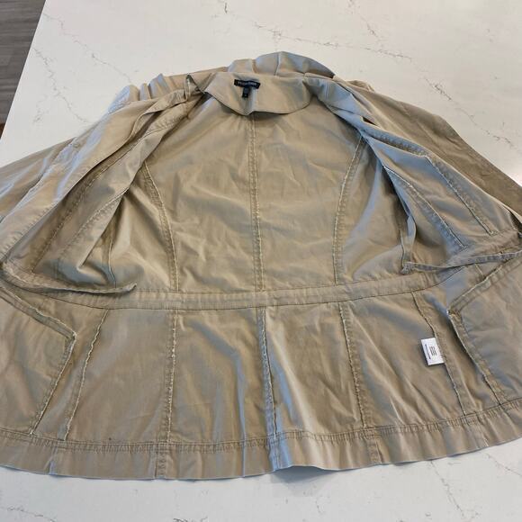 Eileen Fisher Khakis Ruffle Collar Jacket Button Up size‎ Small - Picture 6 of 10